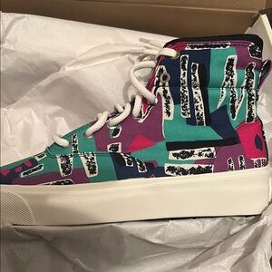 Converse Purple and Blue Artistic High-Top Sneakers
